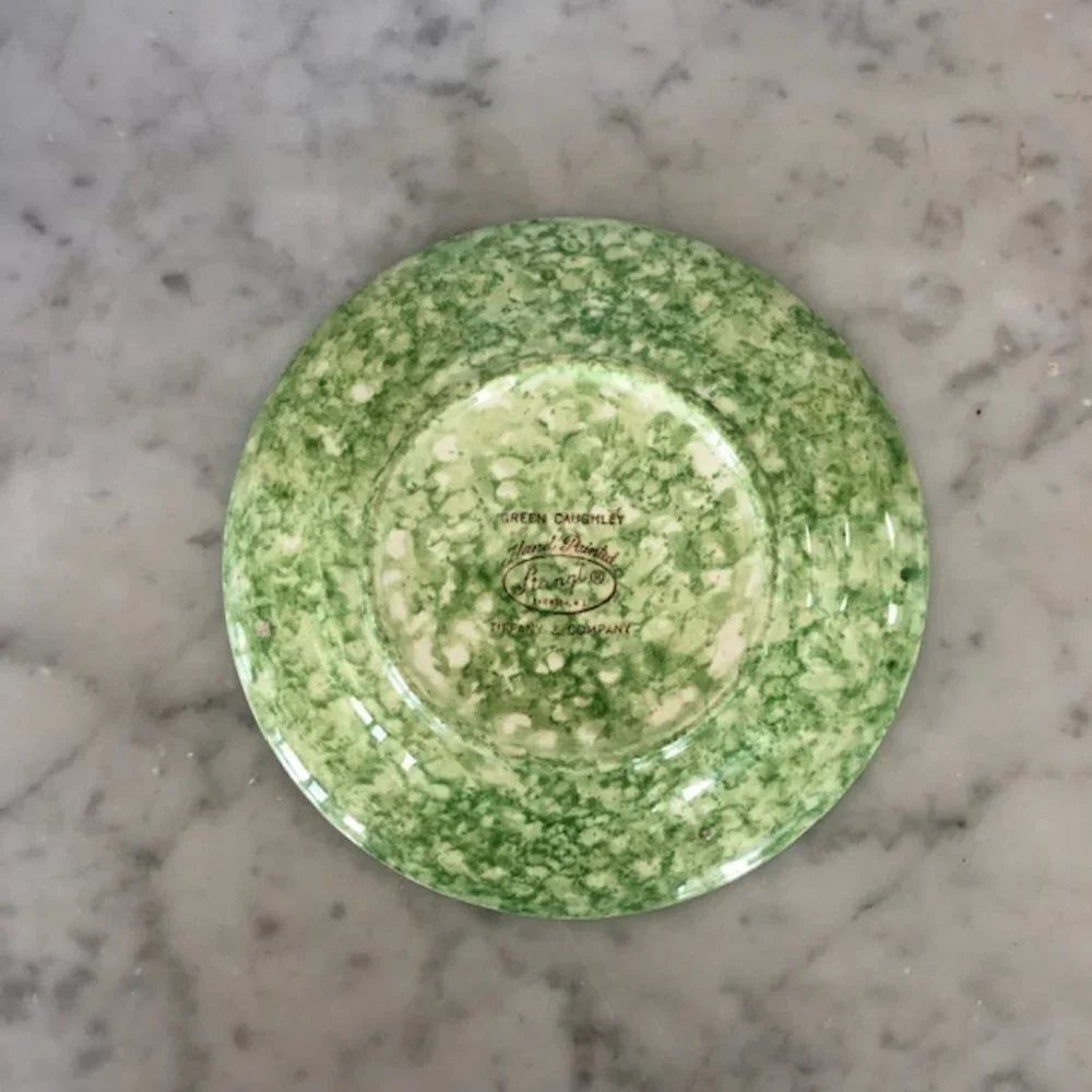 TIFFANY & CO STANGL Spongeware Hand Painted Green Caughley Plate Green  …